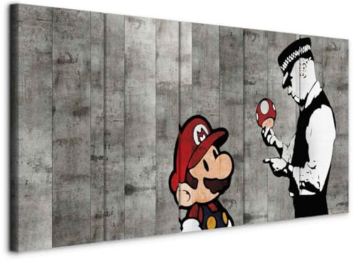 murando - Akustikbild Banksy Mario 100x40cm 5 tlg Bilder Akustikschaum Schallschutz Wand Akustikpaneele Wandpaneele Schalldämmung Wandbild Schallabsorber Akustikplatten Street Art Urban i-C-0111-b-m