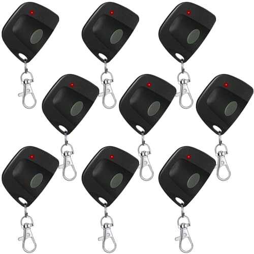 Kingdder 9 Pcs Garage Door Remote Compatible with Linear Multicode 300mhz 10 Dip Switch 3089 3060 3070 Gate Opener Remote Multicode Gate Opener with Keychain (Black)