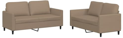 vidaXL Ensemble de canapés 2 pcs avec Coussins Cappuccino Similicuir