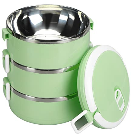 DCQRY Fiambrera Bento Portátil Contenedores de Almacenamiento de Alimentos de Acero Inoxidable 304 Mantenga el Contenedor de Almuerzo Caliente Caja Bento Multifuncional (3 niveles)