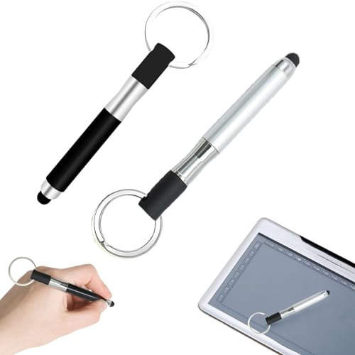 Jasminum 2 Stück Mini Universal Stylus,Touchscreen Stift,3 In 1 Eingabestift,Tablet Stift,Schwarzer Und Silberner Kugelschreiber,für Handy Touchscreen Stift Handy,Tablet Mit Kapazitiven Touchscreen