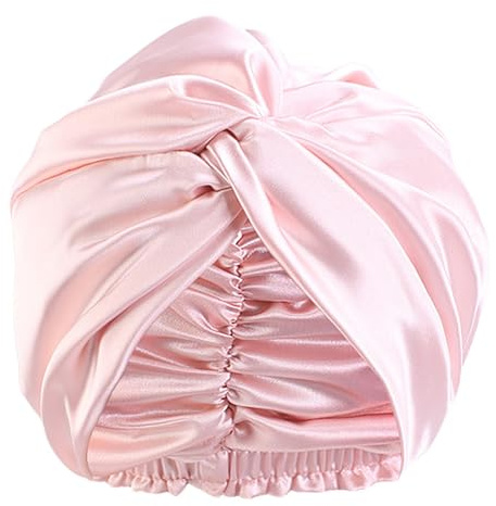 100% Maulbeerseide Frauen Nachtmütze,Schlafmütze Seide Duschhaube Gut für das Haar, Weiche Silk Bonnet Seidenhaube,Verstellbare Doppelschichten Motorhaube,Haarpflege Kopfhaube26×23cm (Scharlachrot)
