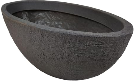 Sesua Pflanzschale oval grau Pflanztopf Steinoptik Kunststoff 60cm