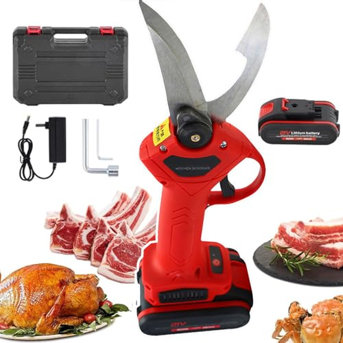 Forbici Ossee Elettriche Con Batteria Al Litio 2 * 21 V | Forbici Per Pollame A Batteria, Forbici Per Alimenti Per Pollo, Per Tagliare Ossa E Zampe Di Granchio Per Verdure,Red