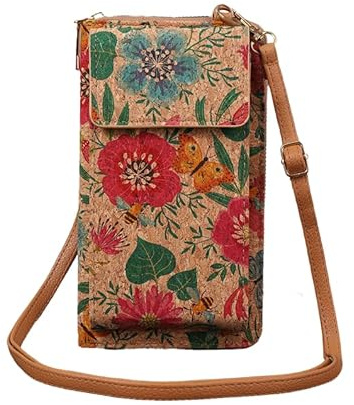 Handy Umhängetasche Klein Damen Handytasche mit Geldbörse zum Umhängen | 100% kork Mini Crossbody Schultertasche Handytasche mit Kartenschlitz Verstellbar Abnehmbar Schultergurt