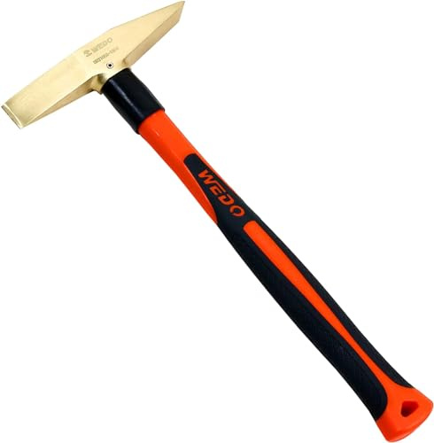 WEDO Marteau burineur 300 g, marteau de soudage en laiton avec poignée en fibre de verre, marteau de détartrage, longueur 280 mm
