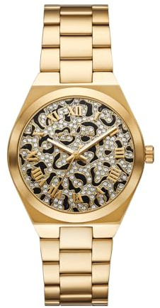 Michael Kors Lennox Damklocka, guldfärgat kvartsurverk med tre visare och armband i rostfritt stål