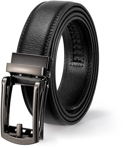 WERFORU Herren Ledergürtel Automatik Gürtel Herren ohne Löcher für Anzug und Freizeit 33mm Breit