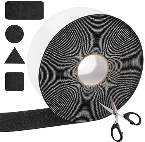 HTTYHT Feltro Adesivo Nero (10m x 5cm) - Rotolo Autoadesivo per Mobili e Sedie, Taglio Libero in Qualsiasi Forma