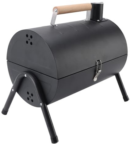Tragbarer doppelseitiger Holzkohlegrill für Outdoor-Grill, große Kochfläche für Camping, Picknicks, Terrasse und Partys, Schwarz