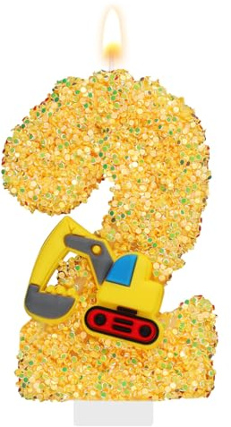 Bau-Geburtstagskerze, Gelbe LKW-Kerzen Bau-Kuchenaufsatz-Dekorationen Geburtstagsparty-Zubehör für Jungen (Nummer 2)