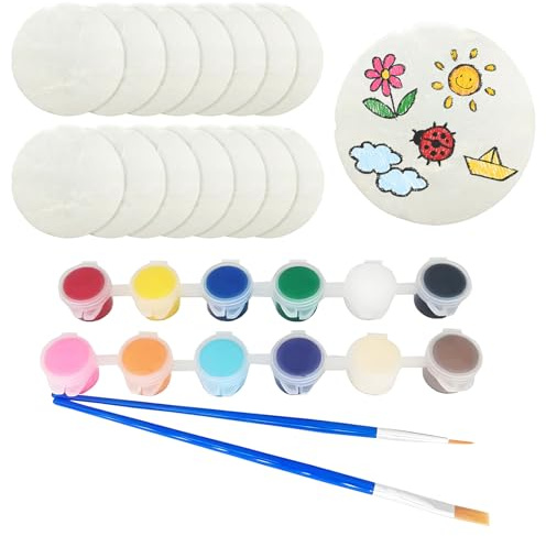 ysister15 Stück Flache Steine zum Bemalen steine zum bemalen mit Bürste und Acrylfarbe flache steine Malerei Kieselsteine Malen DIY Handwerk für Mandala Bemalen, Bunte Malerei
