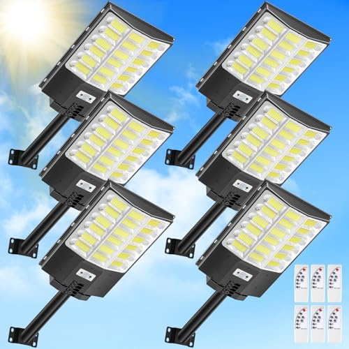 Lightasea 1200W Solar Straßenlaterne, 120000LM 6500K Solar Wegeleuchte mit Bewegungsmelder, IP65 Wasserdichte Solarlampen Strassenlaternen mit Fernbedienung für Hof, Garten, Parkplatz