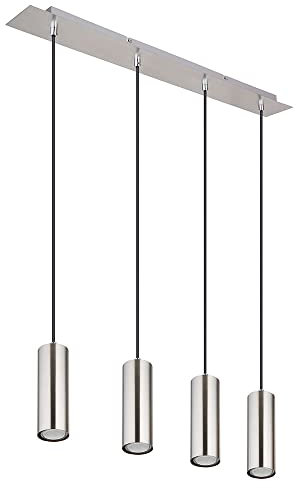 GLOBO Hängeleuchte Pendelleuchte Esszimmerlampe silber 4-flammig Deckenleuchte hängend, Metall, 4x GU10 Fassungen, LxBxH 75x9x150 cm