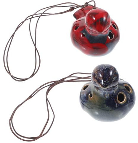 BESTonZON 2stücke Keramik Okarina Portable Musikinstrument Anfänger Junge Mädchen Mädchen Musikinstrumente Ab Jahren Buntes Design Langlebig Klangvoll