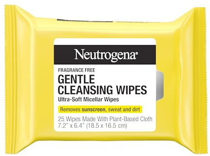 Neutrogena Gentle Facial Cleansing Wipes, Ultra-Soft Micellar Cleansing Wipes for Effortless Cleansing Made Gentle, Fragrance Free Face Wipes for Sensitive Skin, Hypoallergenic, 25 ct