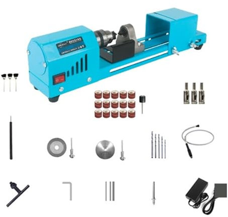 Esmeriladora de Banco, Mini máquina de cuentas de torno de 150W, torno de perlas de Buda en miniatura, máquina de torno de perlas de Buda for carpintería, herramienta rotativa de taladro de 12V/24V,