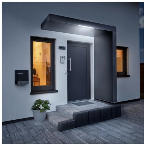 Gutta Vordach für Haustür mit Seitenteil - wetterfeste Aluminium Überdachung für Eingangstür - Sonnen- und Regenschutz für den Eingangsbereich & Fassade - 160 cm mit Seitenteil rechts