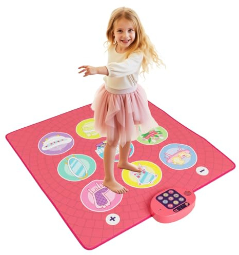 GOPLUS Tapis de Danse Filles, Tapis de Danse Musical Électronique avec 3 Modes de Jeu, 5 Niveaux de Défi, 9 Sons de Clavier, 9 Chansons et Volume Réglable, Cadeau pour Enfant 3+ Ans
