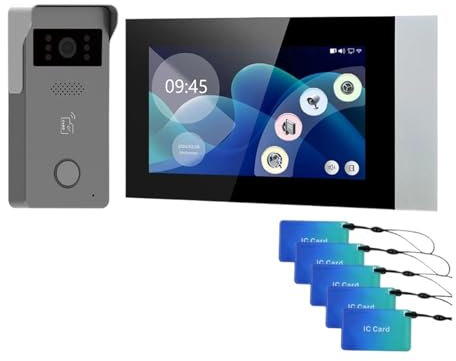 TIEOAXFT Kit d'interphone vidéo analogique 720P, 2 Fils, 7 Pouces, écran Tactile Couleur, Sonnette WiFi for système de contrôle d'accès RFID(AHD R36W 1v1)