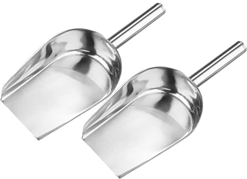 FONDOTIN 2pezzi Paletta in Acciaio Inossidabile Con Fondo Piatto Versatile Per Farina Noci Ghiaccio e Caffè Leggera e Compatta Per Cucina Bar Supermercato e Casa