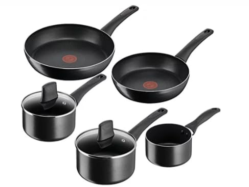Durable Tefal Titanium Force 5-Piece Set: Saucepans 14/16/18 cm, Frypans 20/28 cm, Non-Stick Coating