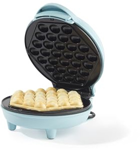 Giles & Posner Bubble Waffle Maker – 18 cm Cooking Plate, PFAS-Free Non-Stick Coating, Power/Ready Indicator Lights, Sweet/Savoury, Easy to Clean, 600W, Sorbet Blue