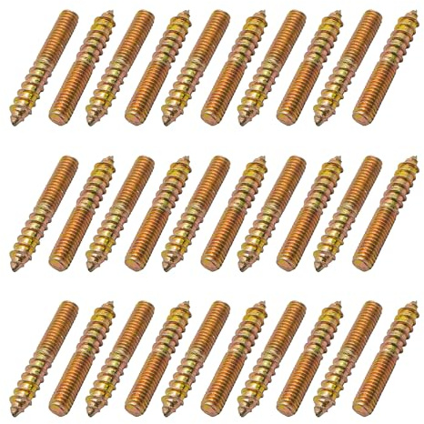 Virello 30Pcs M6x40mm Hanger Bolts, Double Headed Self-Tapping Screws for Wood Joint Furniture, Home Repairs and Furniture Assembly