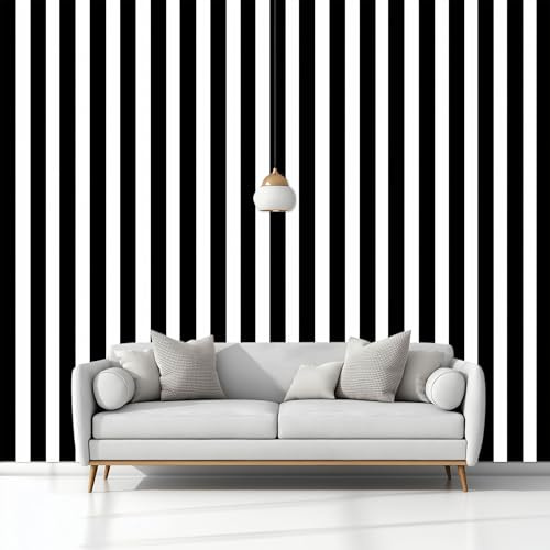 Genérico Fotomurales Minimalismo Líneas Moderno, 250 x 175 cm (An x Al) Papel Pintado No Tejido - Negro Papel Tapiz para la Decoración del hogar en Salon y Cocina