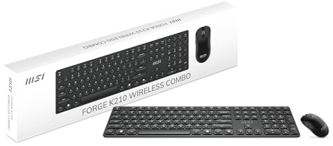 MSI Forge K210W Combo ratón y Teclado inalámbrico con interruptores de Tijera, 2,4 GHz inalámbrico de Largo Alcance, Fuente de alimentación Recargable, Teclas de Acceso Directo para Control rápido