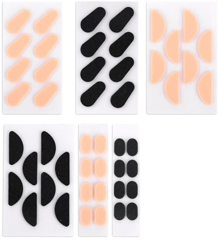 24 Paires Plaquettes Nasales pour Lunettes, Mousse EVA 1,5mm d'Épaisseur Antidérapantes Ovales Demi-Lunes & Goutte pour Lunettes Vue, Soleil & Lecture (Couleur Chair, Noir)