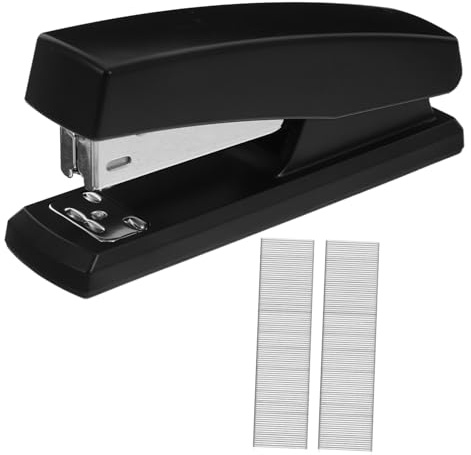 Homoyoyo Grapadora de Escritorio Manual Negra de Metal Resistente y Antideslizante con Grapas Incluidas para Encuadernación de Documentos y Folletos Oficina Escuela y Hogar