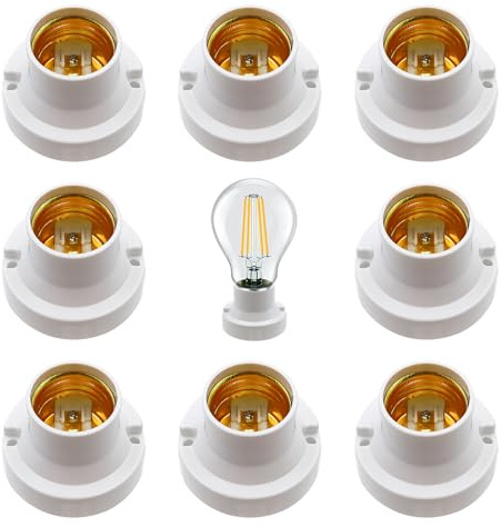 HOMEJOY 8 Adaptadores de Casquillo E27, Base Enroscable para Pared, Compatible con Bombilla LED, Halógena e Incandescente