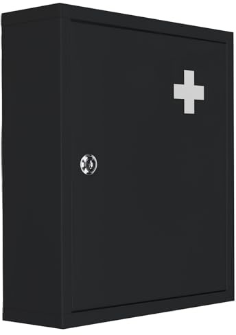 Bambelaa! Medizinschrank Hängend Groß Abschließbar Medikamentenschrank Arzneimittelschrank Arzneischrank Hausapotheke Schrank Organizer Apothekerschrank Medikamenten Aufbewahrung ca. 31,5 x 10 x 36 cm