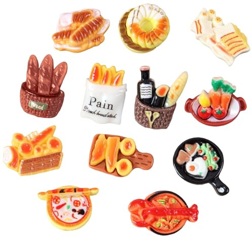 KOHVAN 12tlg Miniatur Essen Puppenhaus Zubehör Set - Realistisches Mini Essen & Miniatur Zubehör für Puppenhaus Küche, Wichteltür Deko und Haus, Miniatur Spielzeug für Kinder und Sammler