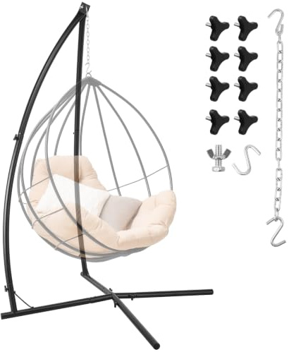 LIFERUN Gestell für Hängesessel Schwarz Robustes Hängemattengestell aus Metall im X Design Mobiler Ständer für Hängestuhl und Hängeschaukel im Garten Balkon und Wohnzimmer, Belastbar bis 150 kg
