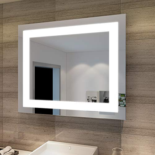 SONNI Badspiegel Lichtspiegel Kupfer bleifreie LED Spiegel Wandspiegel 60 x 50cm badezimmerspiegel kaltweiß IP44 energiesparend