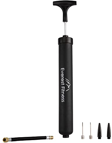 EVEREST FITNESS Ballpumpe Set - Luftpumpe inklusive Nadeln und Schlauch - Ballpumpe Fußball, Basketball & 5er Pack Ballpumpe Nadeln - Ballnadel