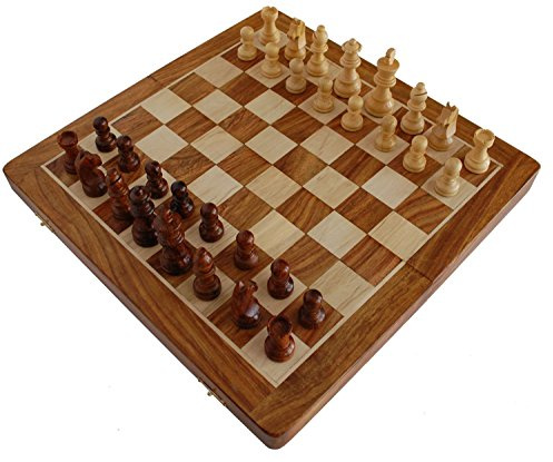 Beste Schachset Verkauf - BKRAFT4U 30 cm x 30 cm Handarbeit Schachset - hölzern magnetisch Faltung Schachset mit Lagerung slot. Schach Spiel Tafel gemacht von Prämie Qualität Rosenholz.