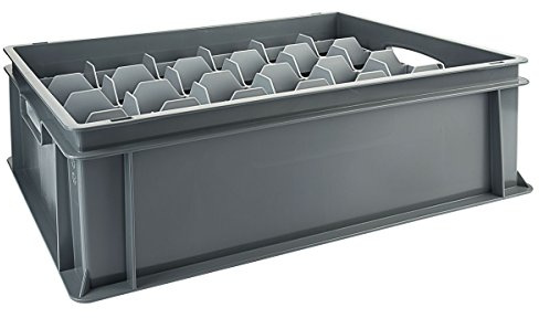 Contacto Einsatz für 40 Gläser, unten, Kunststoff, geeignet für 60 x 40 cm Transportboxen, max. Glasdurchmesser 6,5 cm
