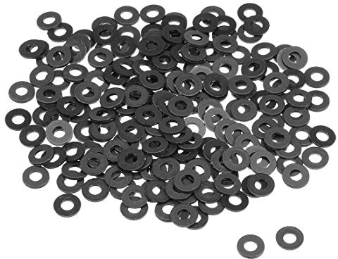 sourcing map 200Stk, Nylon Flache Unterlegscheiben M4 für 4 mm ID Schraubenbolzen 9 mm AD 1 mm Dick Distanzhülsen Dichtungsringe Beilagscheiben für Wasserhahn Rohr Wasserschlauch Schwarz