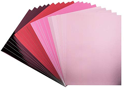Ideen mit Herz Spiegel-Karton | Metallpapier | Bastelpapier metallic | 20 Bogen | Din A4 | 200 g/qm (flieder, rosa, pink, violett)