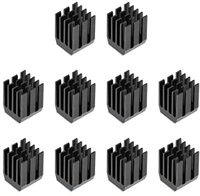 sourcing map Heatsink with Thermal Conductive Adhesive Tape 9 x 9 x 12mm Black 10pcs