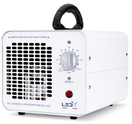 LEDIT Generatore Ozono 30000mg/h Progettato in Italia–Ozonizzatore USO PROFESSIONALE Certificato CE&CNR 0-550m²–Purificatore d’Aria Elimina Odori–Timer 180min,Filtro Lavabile,Locali,Uffici,Hotel