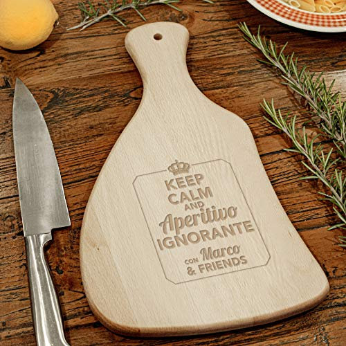 BPAPER Tagliere Legno Personalizzabile Keep Calm 300.028 (Tagliere Sagomato 21,5 x 37 cm)
