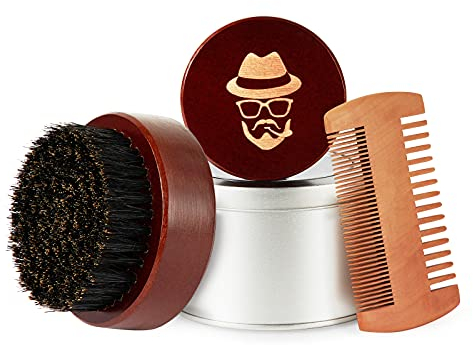 Beard Brush, 100% Boar Bristle Black Walnut Wood Beard Comb Brush for Men To Tame and Soften Your Facial Hair from Sofmild