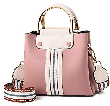 FANDARE Tragbar Umhängetasche Damen Klein Schultertasche Handtaschen Frauen PU Leder Wasserdicht Freizeit Sports Arbeit Outdoor Reise Messenger-Bags Rosa