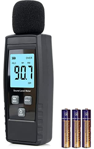 Misuratore di decibel portatile,Cyrmiug Misuratore di Rumore Digitale | Monitor del Misuratore di Rumore da 30~130 dB(A) con Retroilluminazione | Fonometro per l'home office cantiere