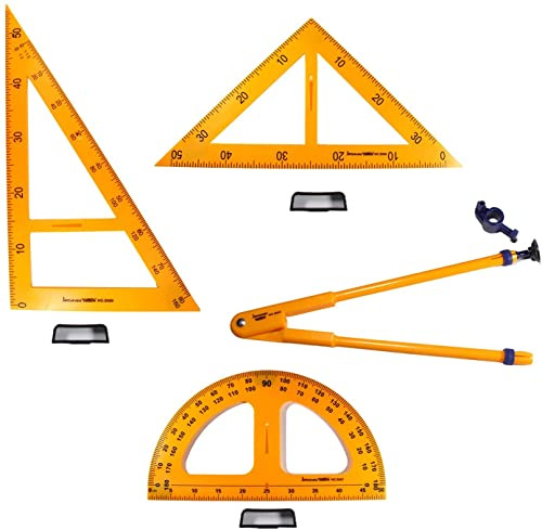 Bettomshin Magnetisches Whiteboard-Set für Klassenzimmer, Geometrie, 4-teiliges Set, enthält Kompass, 2 Dreiecke und Lineal, 1 Stück