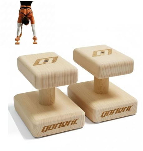 GORLETIC Balance Blöcke Quadratisch Handstand Parallettes Calisthenics | Buchenholz mit Premium Finish fester und langlebiger Griff auch als Liegestütz und Dip Support geeignet